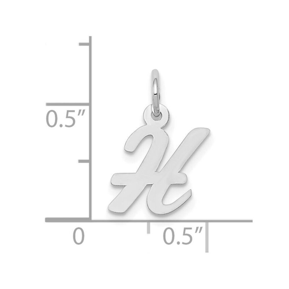 10k White Gold Small Script Initial H Charm - image 2